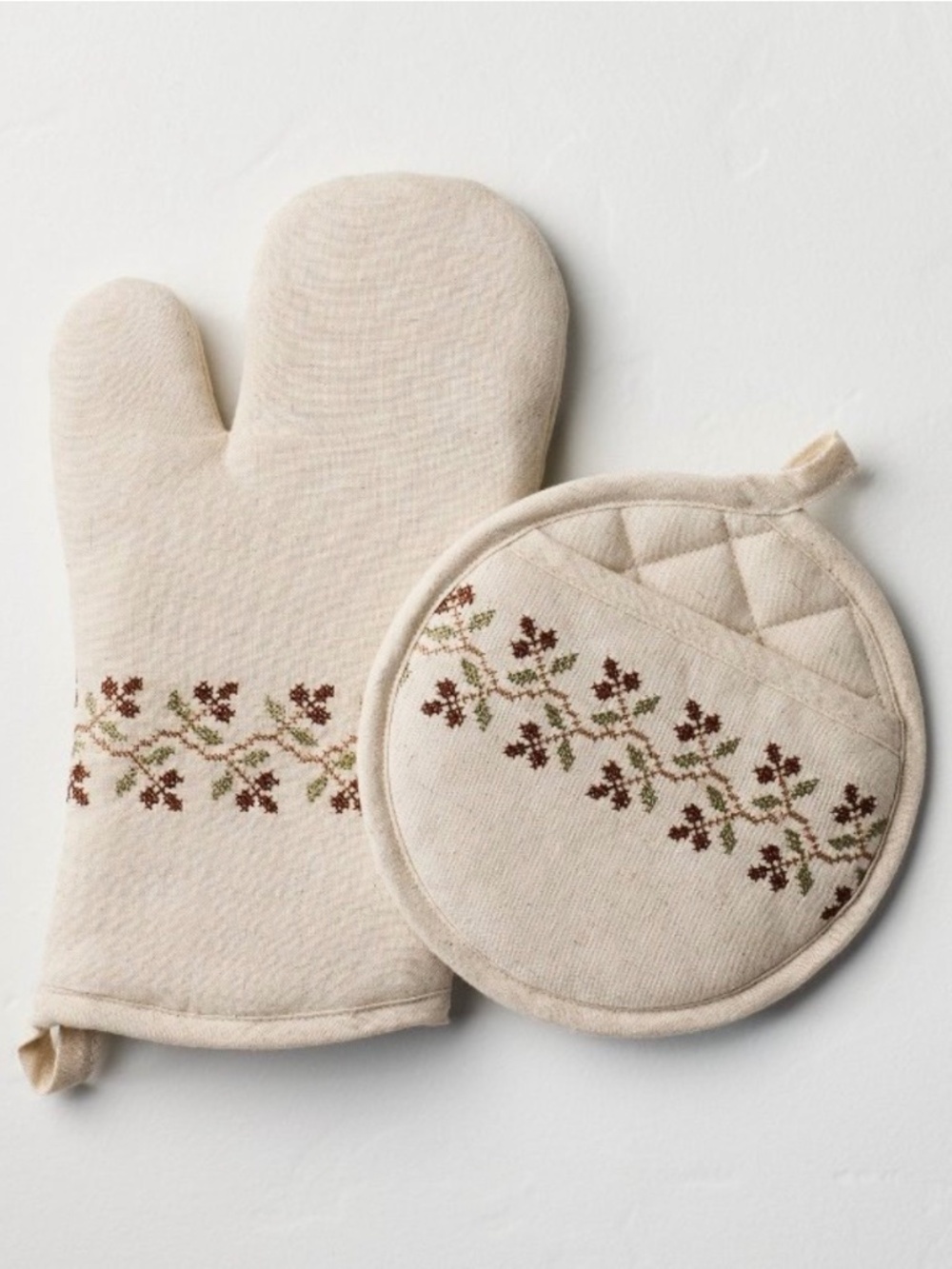 Oven Mitt Set Sour Cream with Stitched Icon - Hearth & Hand Magnolia